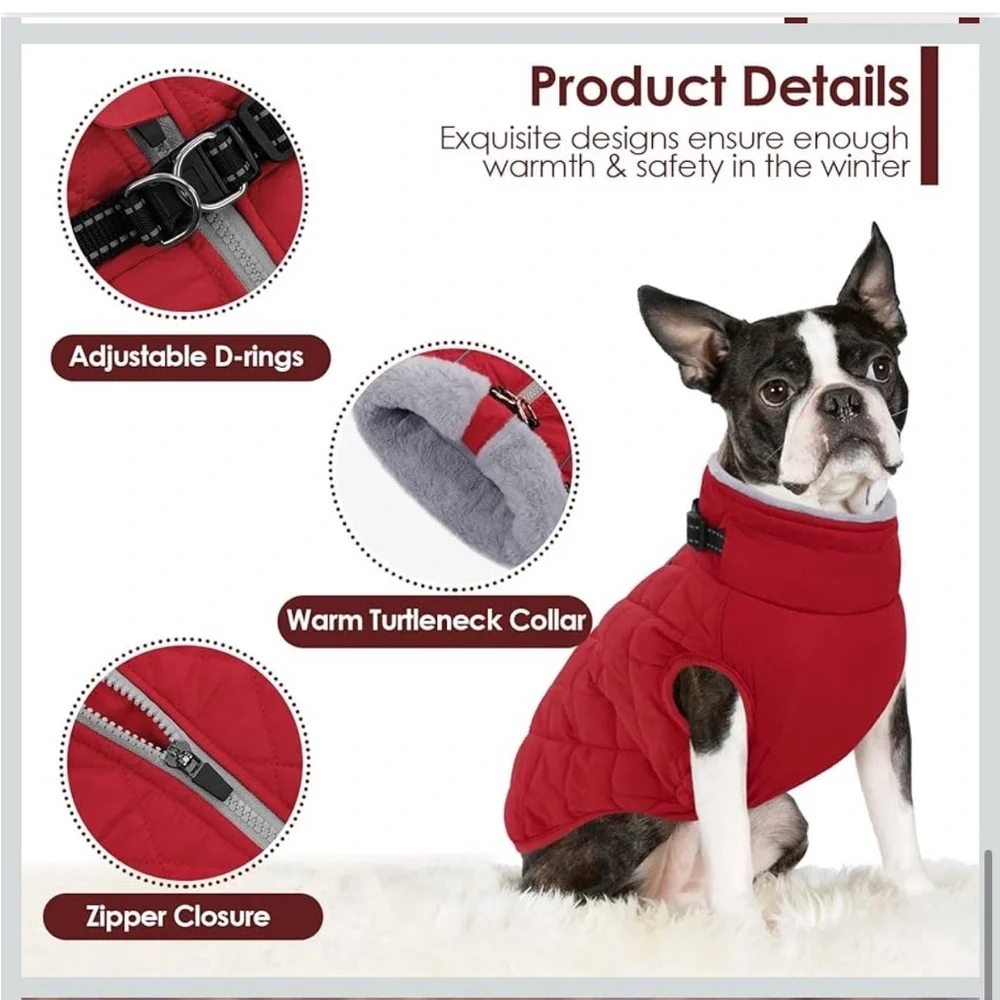 AOFITEE Large Dog Winter Jacket, Waterproof With Back Zipper, Reflective  542 -1